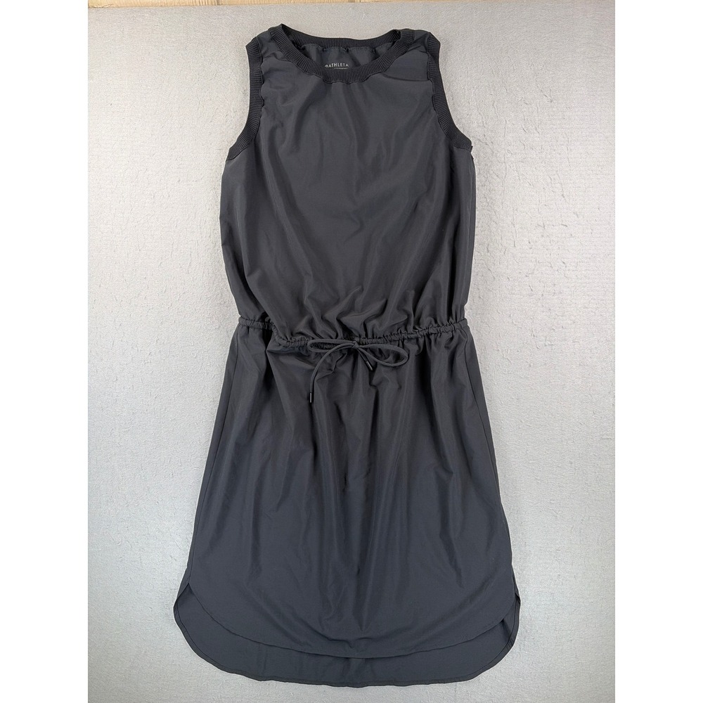 Athleta Rincon Dress Black Sleeveless Drawstring Waist Sporty Casual Size S Tall